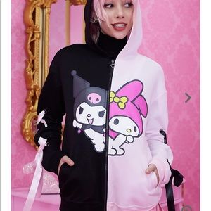 My Melody & Kuromi Split Lace-Up Hoodie